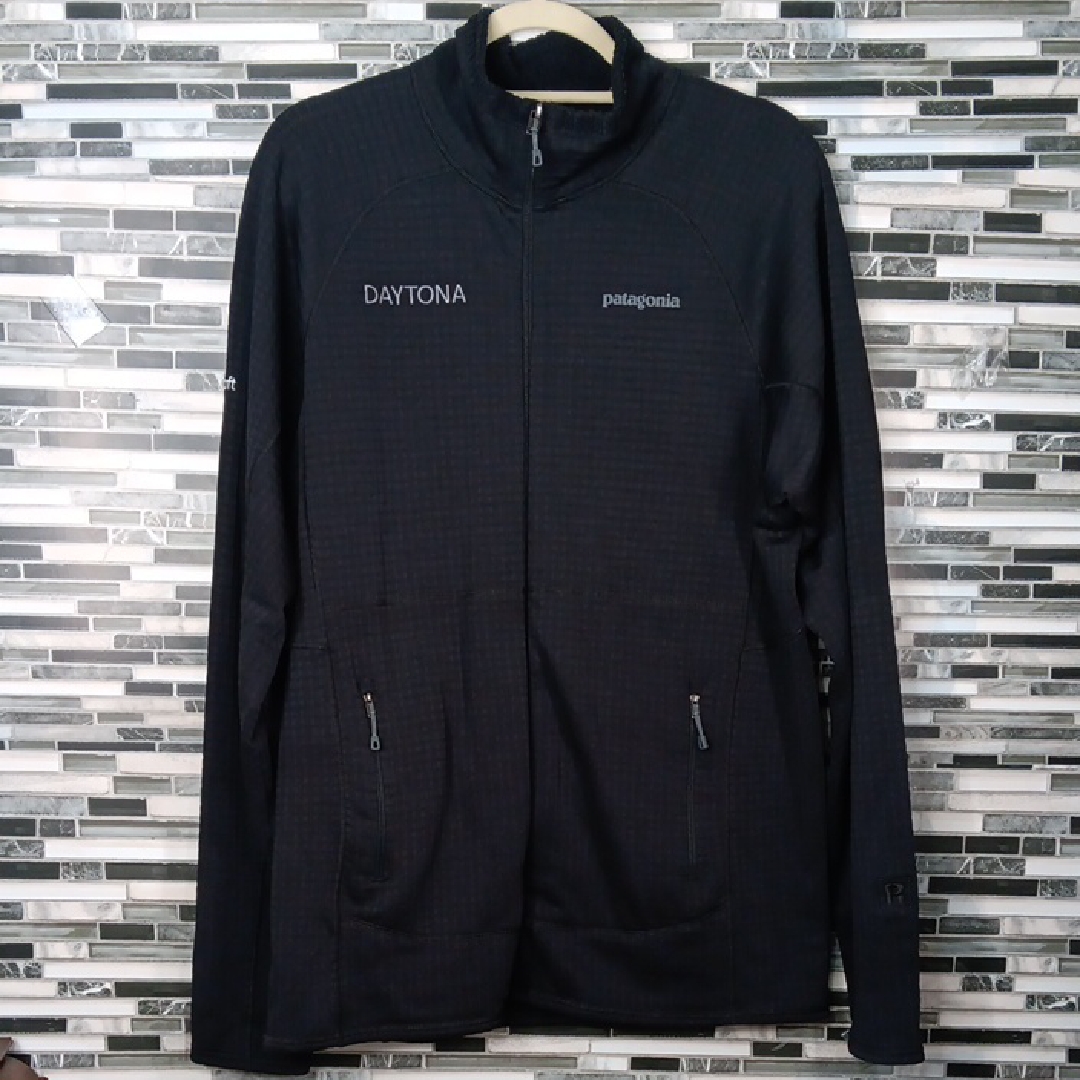 Patagonia Mens Black L Full Zip Polartech Jacket Embrodered Daytona Microsoft